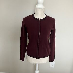 Ann Taylor Factory Maroon Zipped Sweater Jacket Size Medium